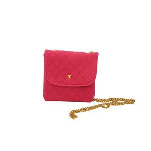 Chanel Classic Flap Card Holder On Chain Quilted Jersey Brown Canvas Bag